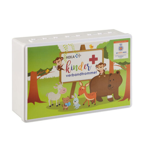 Heka Kinderverbandtrommel met wandhouder gevuld + stickervel 'kanjers'