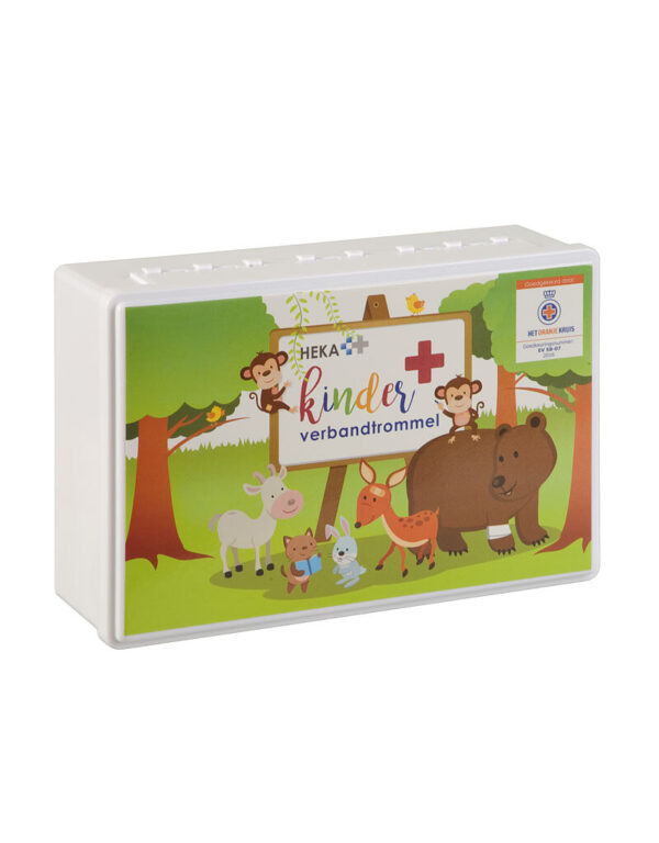 Heka Kinderverbandtrommel met wandhouder gevuld + stickervel 'kanjers'