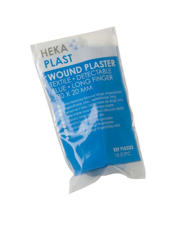 HekaPlast HACCP Blue Detectable Lange vingerpleister 180 x 20 mm 15 stuks